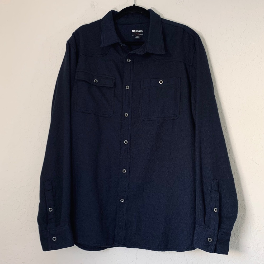 Outdoor Research Flannel Shirt Men XL Navy Technical Gorpcore Utility Cabincore